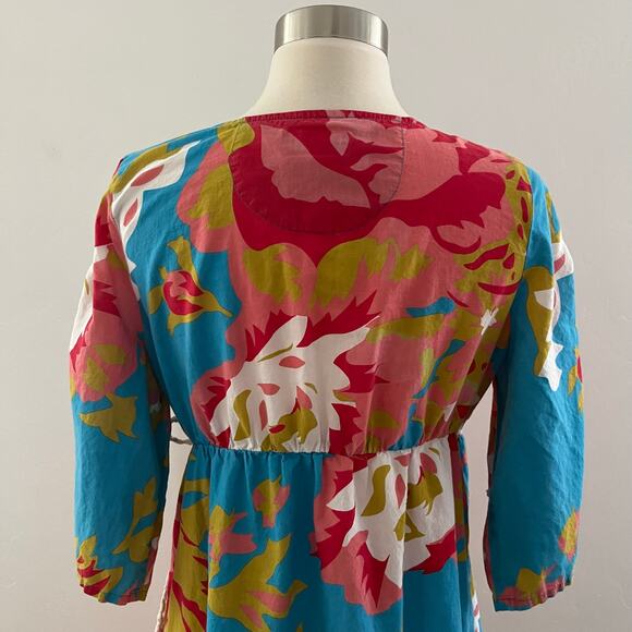 Anthropologie Porridge Floral Wrap Dress Women's M Colorful Tropical Resortwear - Picture 14 of 15